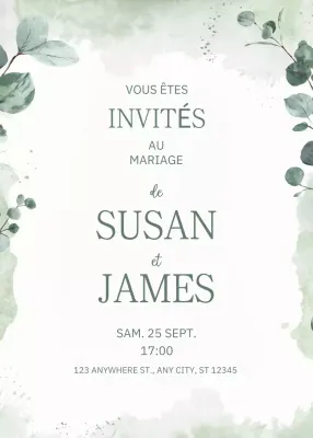Invitation de mariage élégante en vert