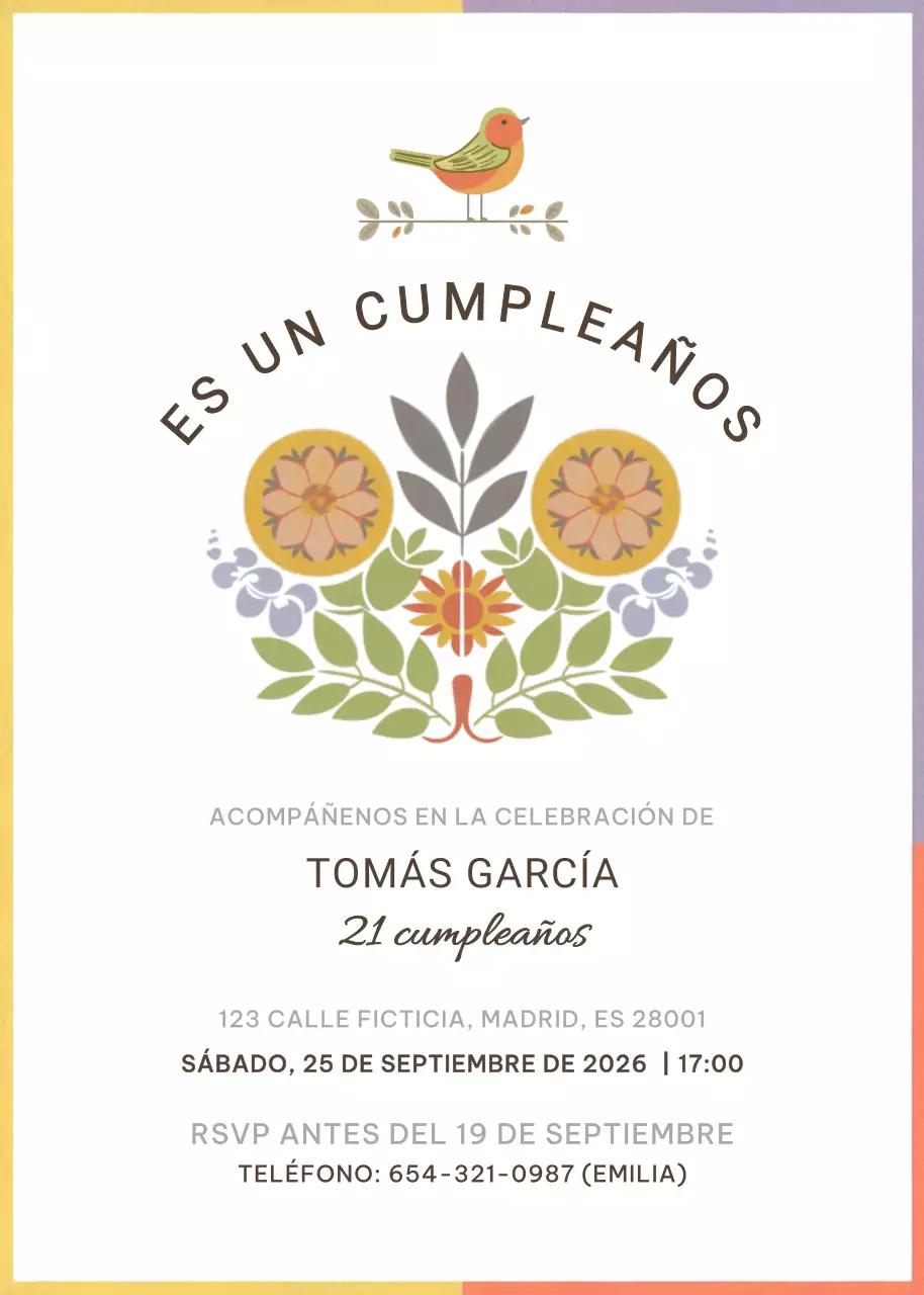 Invitación de cumpleaños Botánico blanco