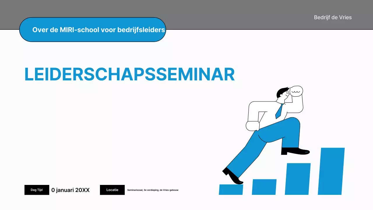 Een eenvoudige interne seminargids in zwart en blauw