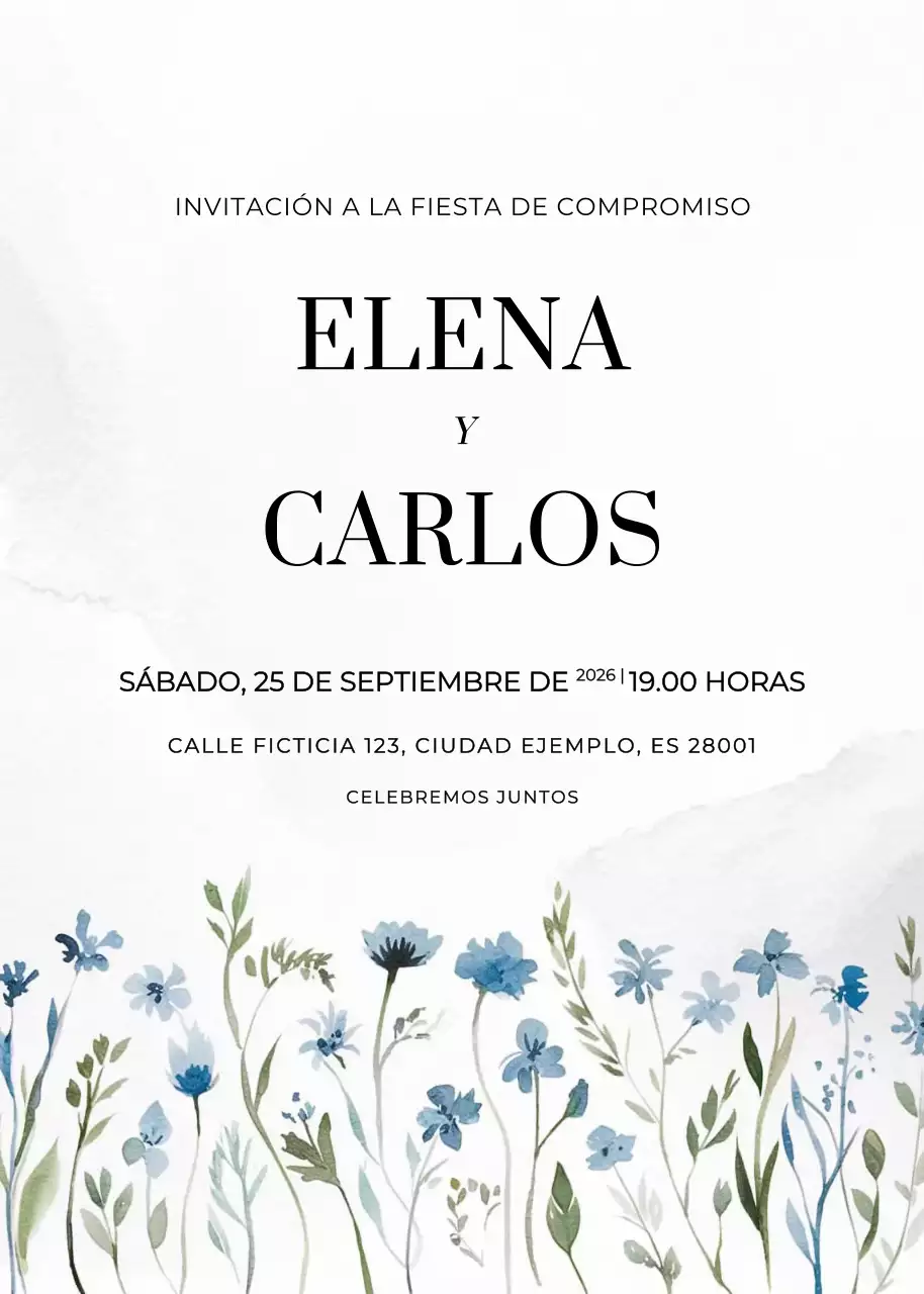 elegante invitación de compromiso blanca