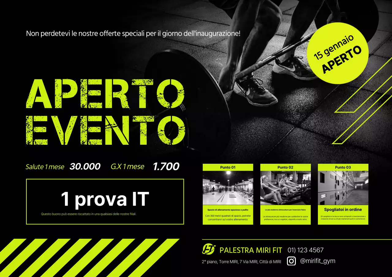 Promuovere l'apertura del centro fitness al neon con dei volantini.