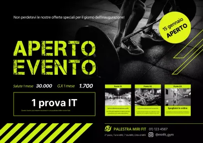 Promuovere l'apertura del centro fitness al neon con dei volantini.
