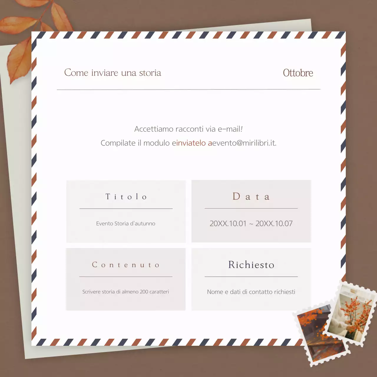 Una semplice storia autunnale in marrone per promuovere il vostro evento