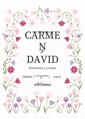 Invitación de boda floral rosa