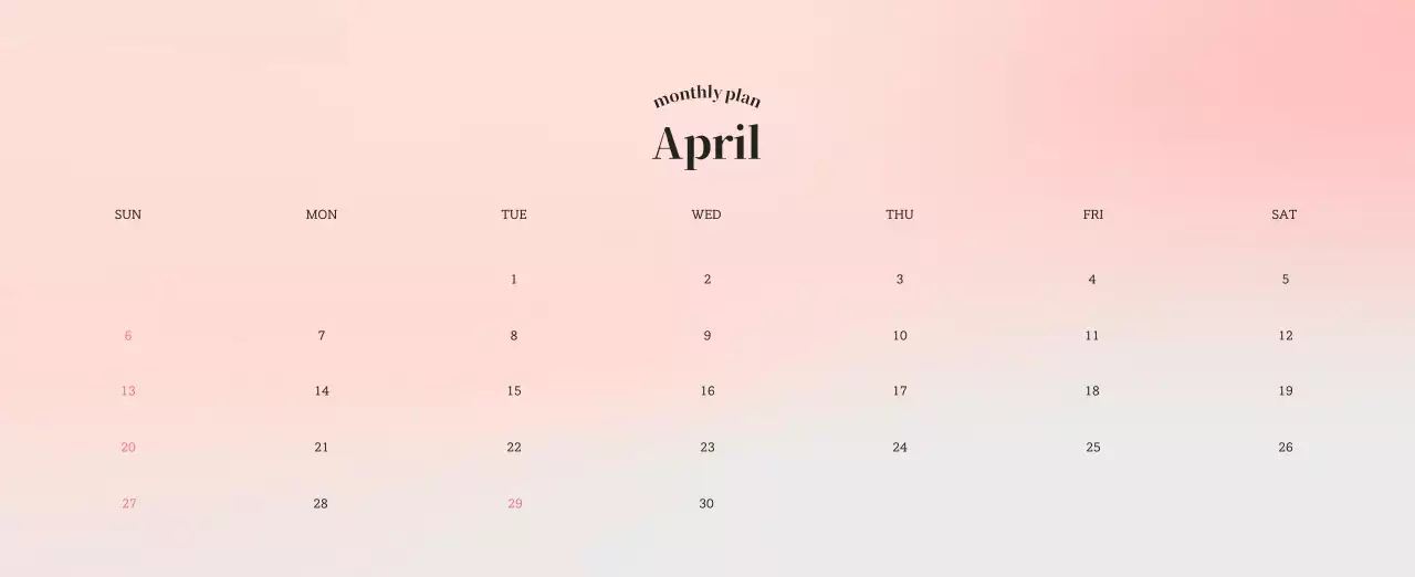 グラデーションミニマルカレンダーカレンダー