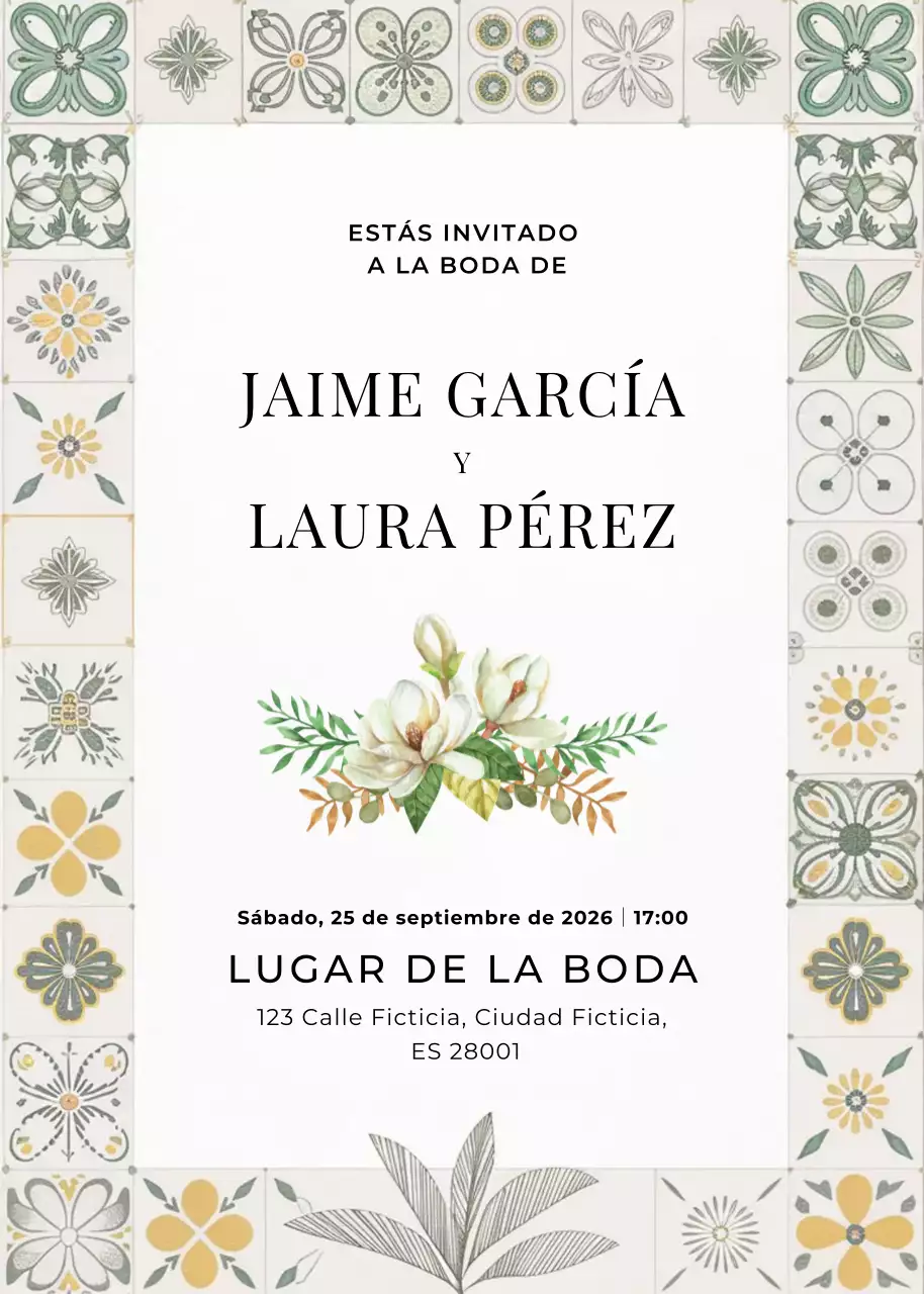 beige elegante invitación de boda