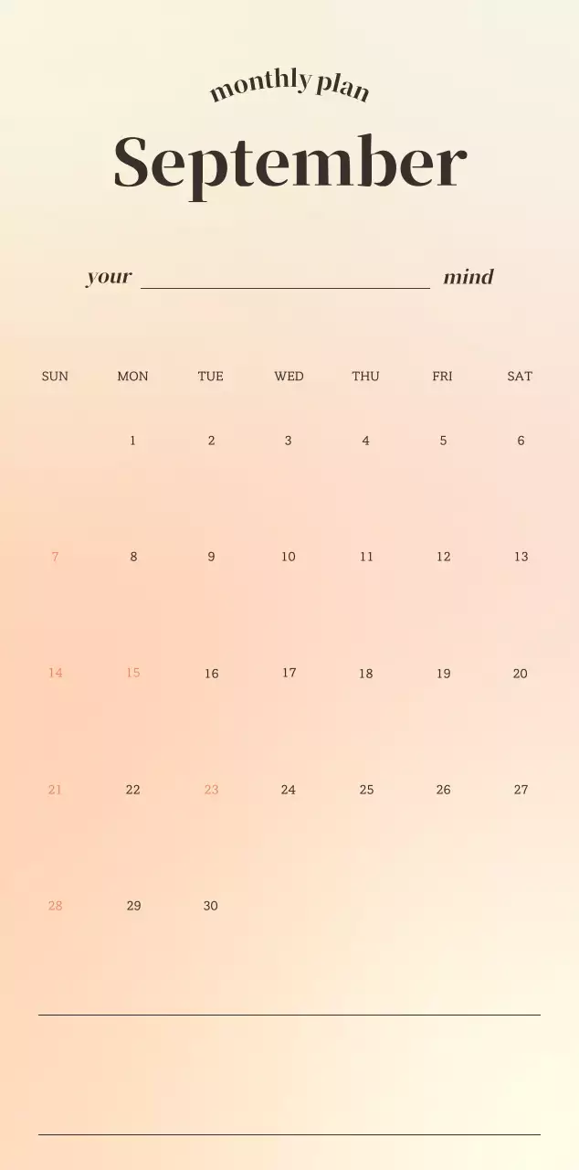 グラデーションミニマルカレンダーカレンダー