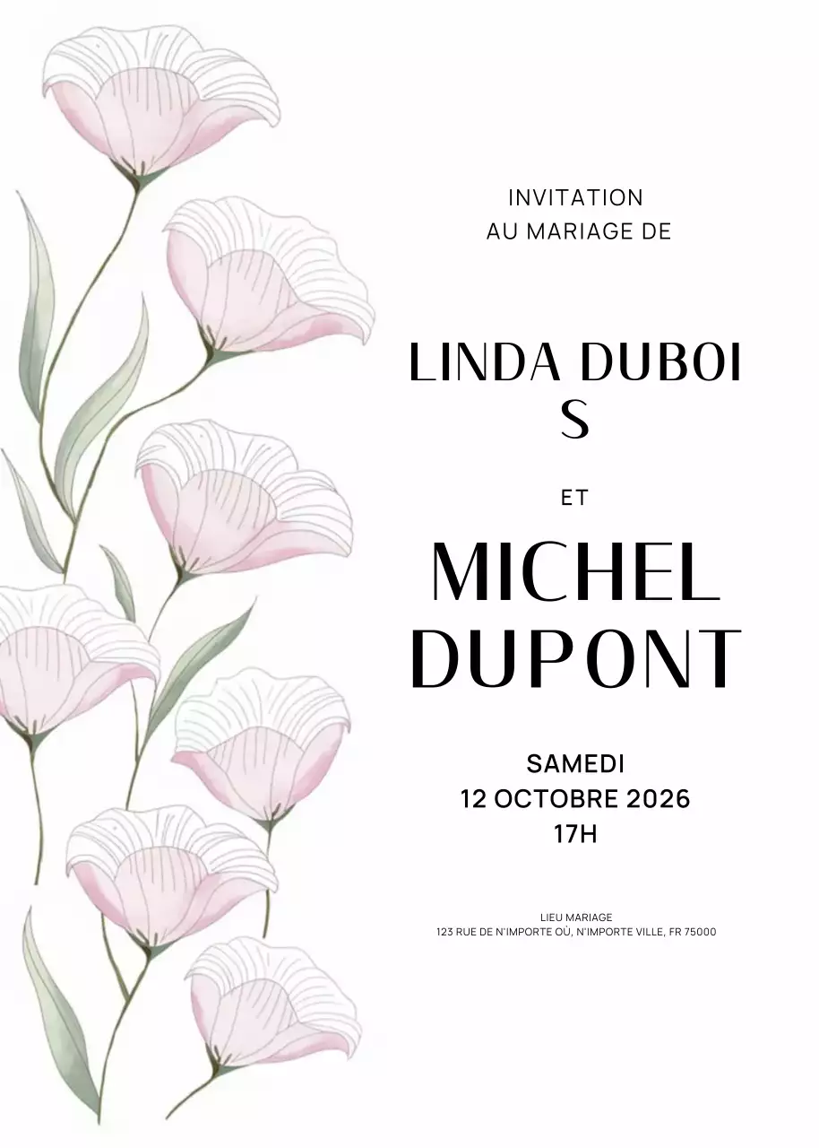 invitation de mariage élégante et blanche