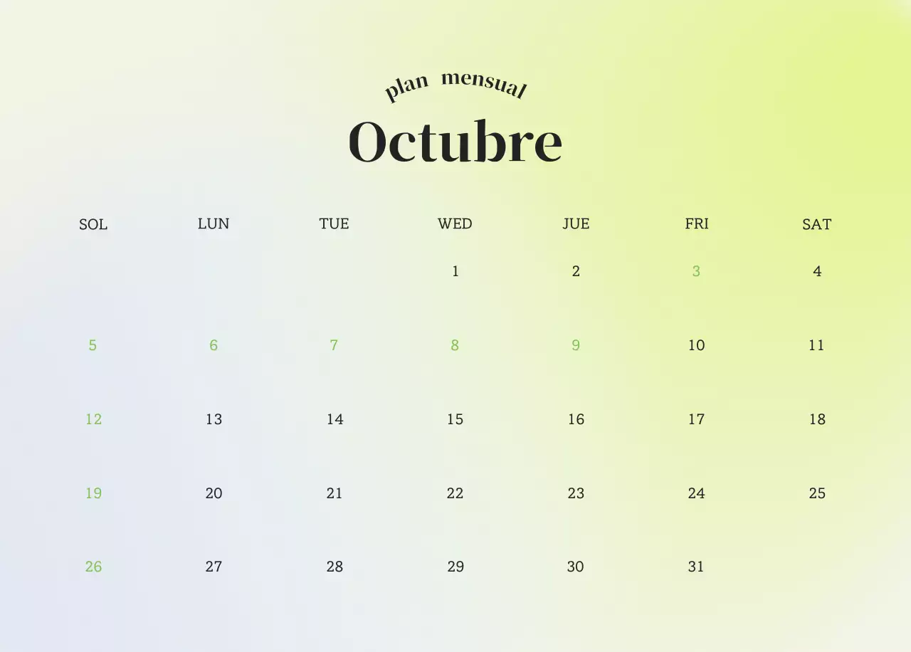 Calendario minimalista degradado