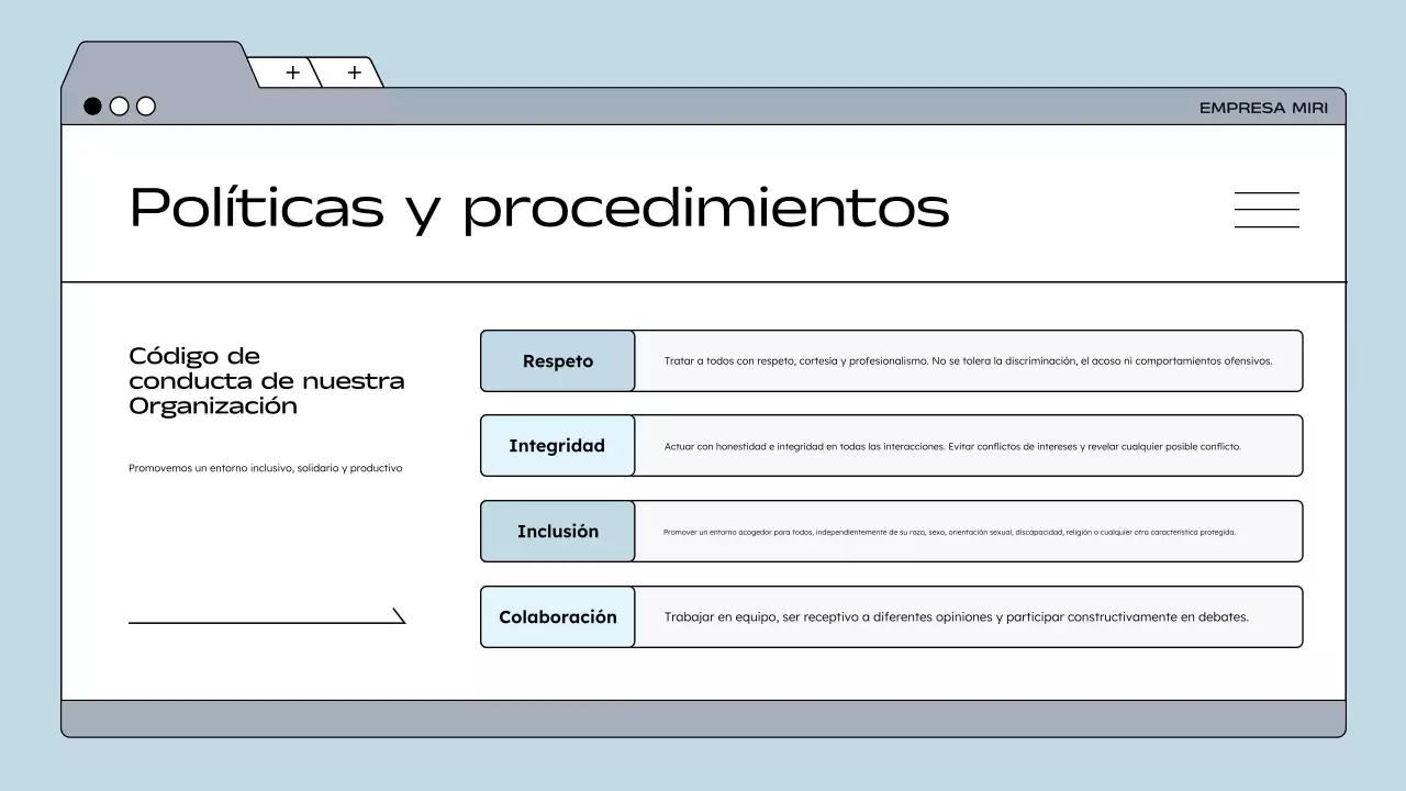 blue modern directriz para empleados