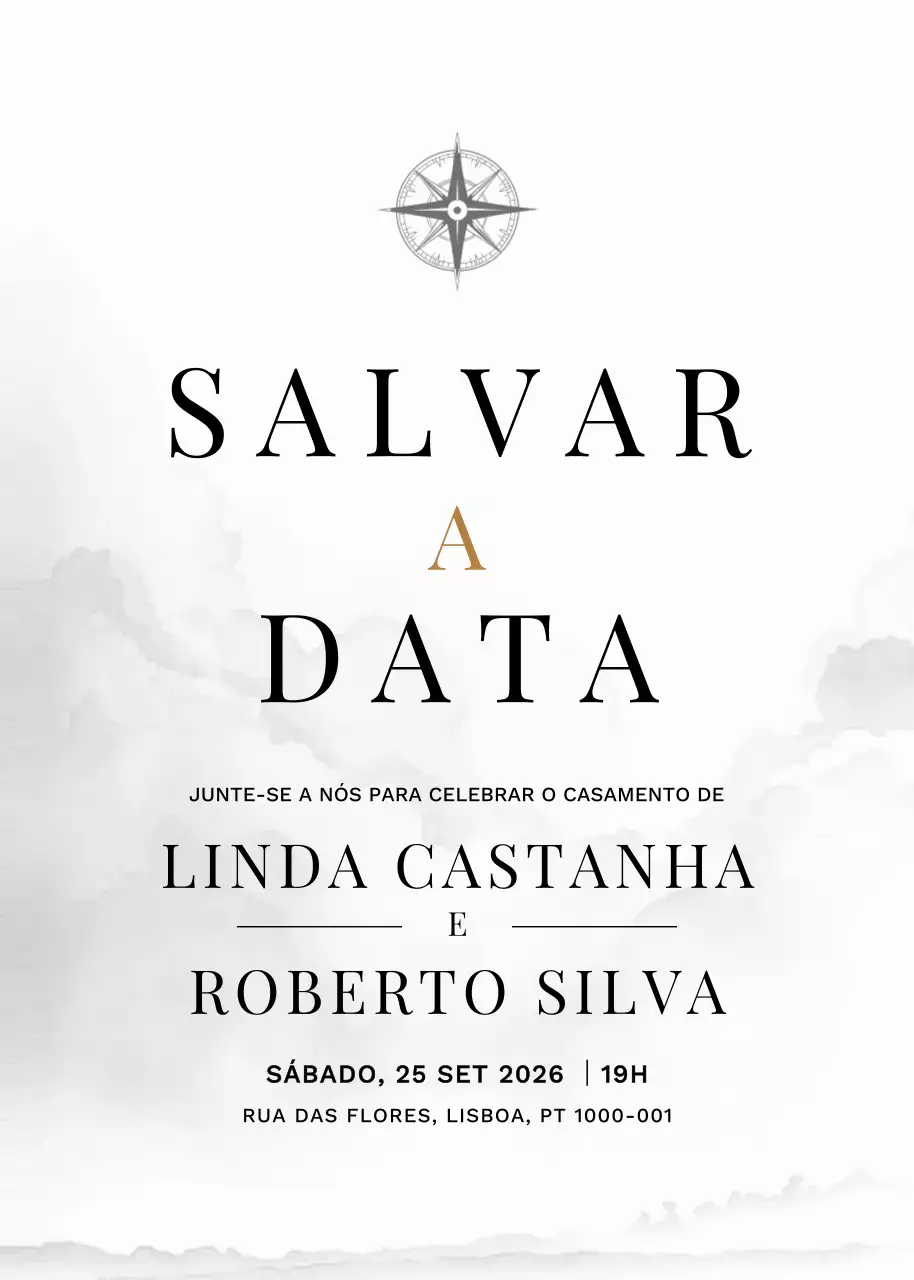 Convite de casamento minimalista branco