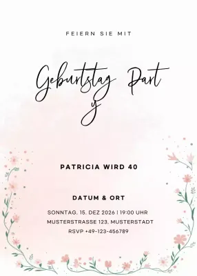 rosa elegante Geburtstagseinladung