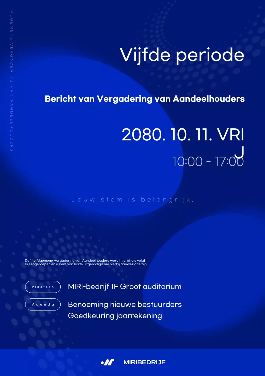 Aandeelhoudersvergadering Blue Modern