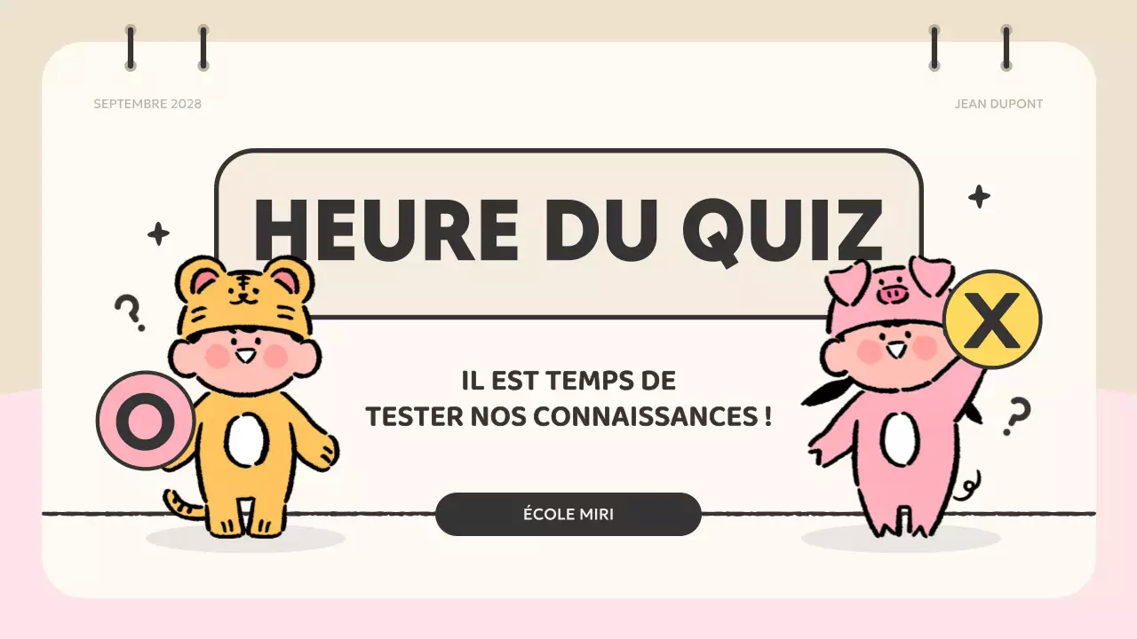 beige animation quiz material