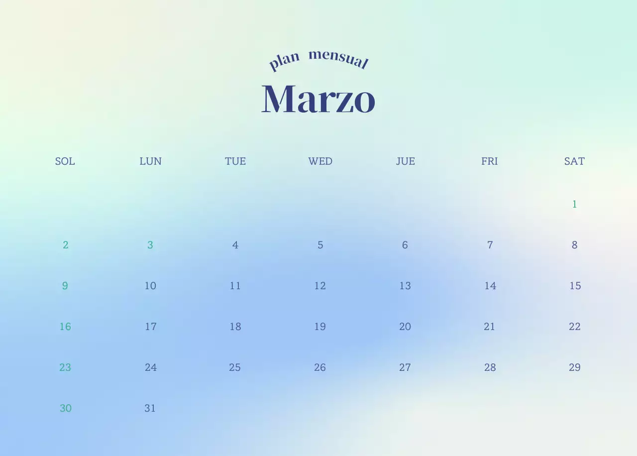 Calendario minimalista degradado