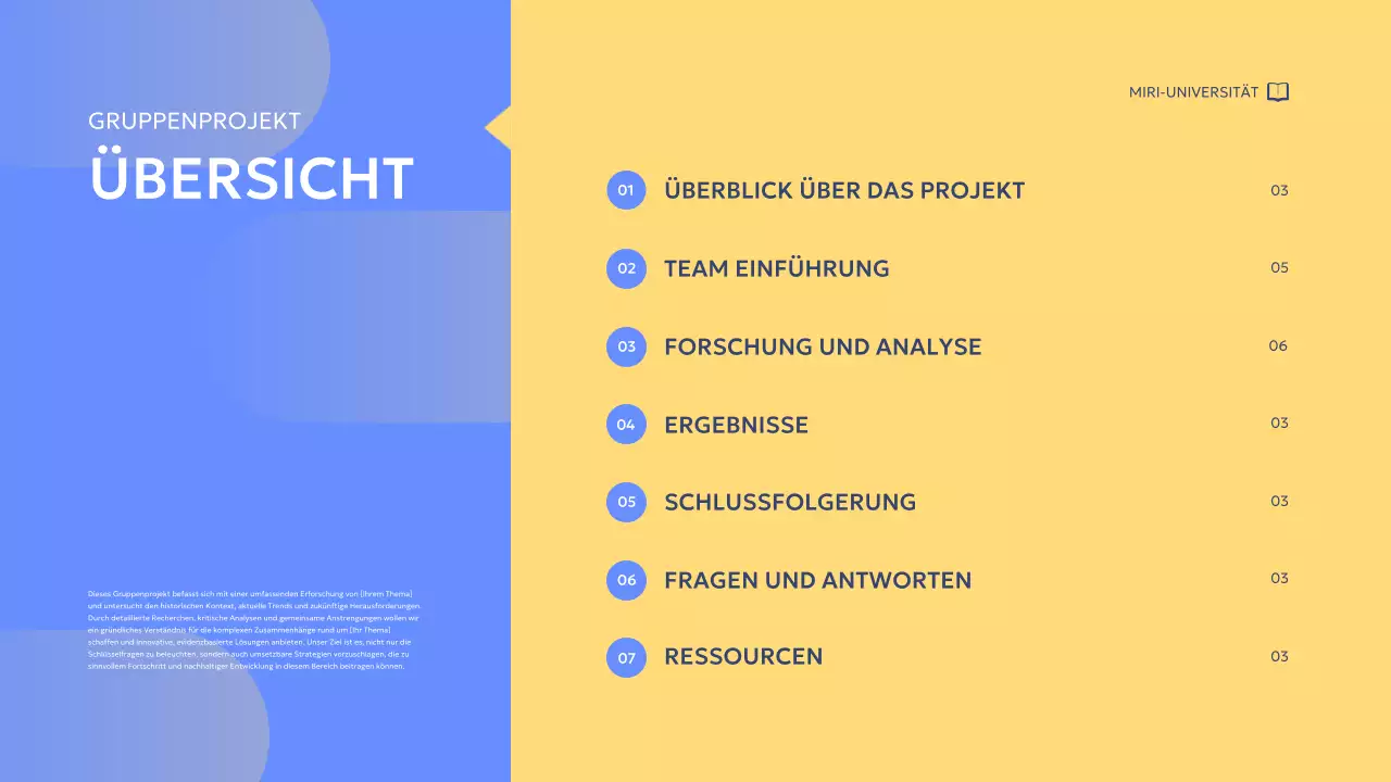 blue modern Gruppenprojektbericht