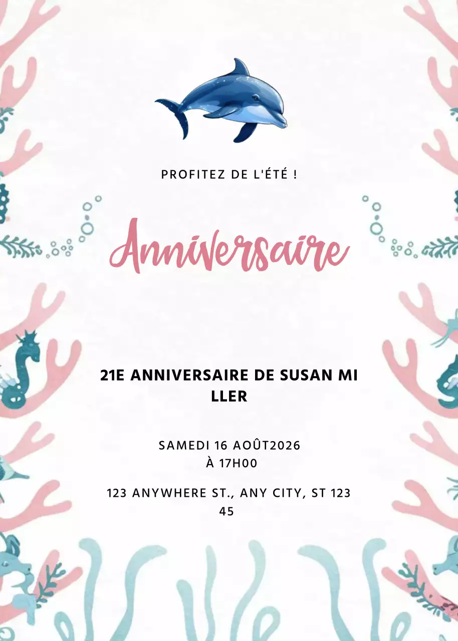 Invitation d'anniversaire rose et ludique