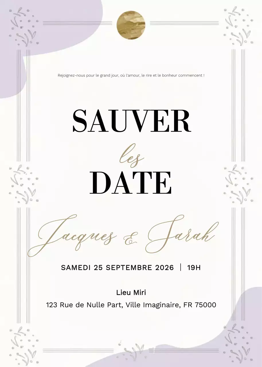 Invitation de mariage beige et élégante
