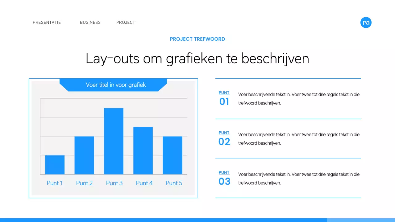 Een eenvoudig bedrijfsplan in wit en blauw