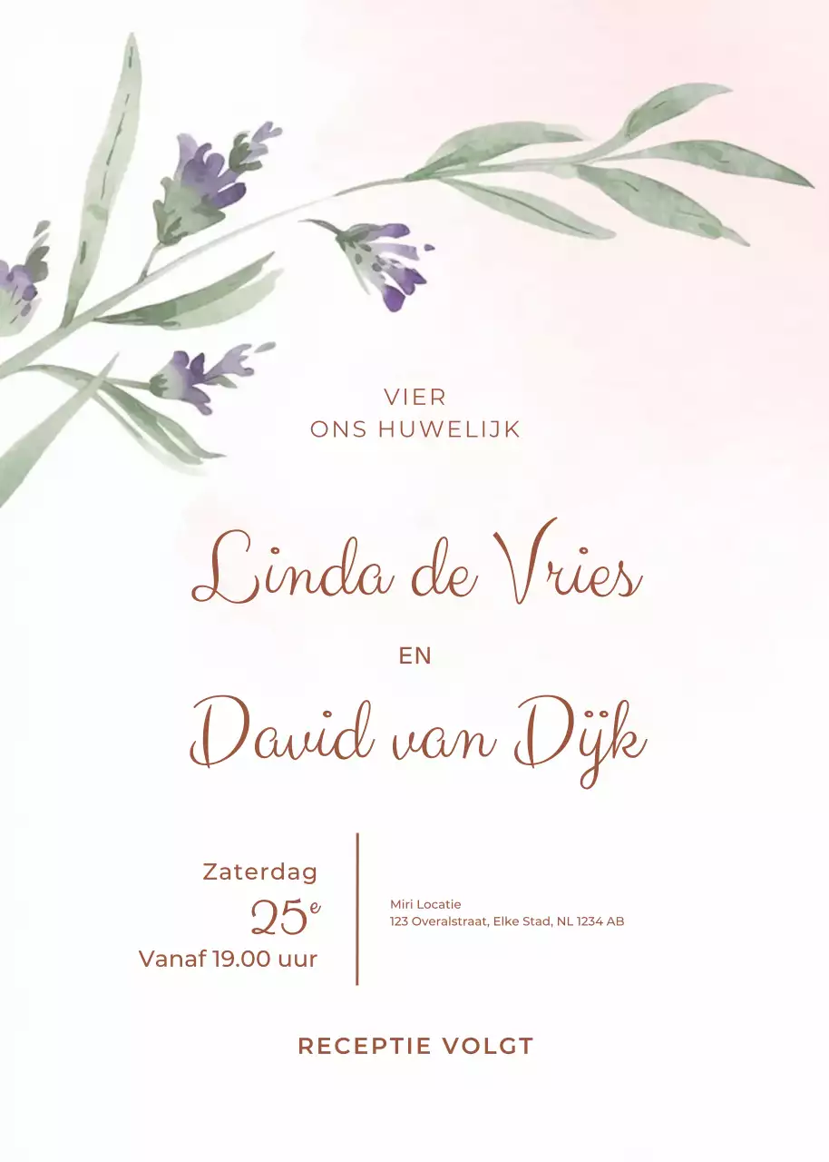 Beige elegante huwelijksuitnodiging