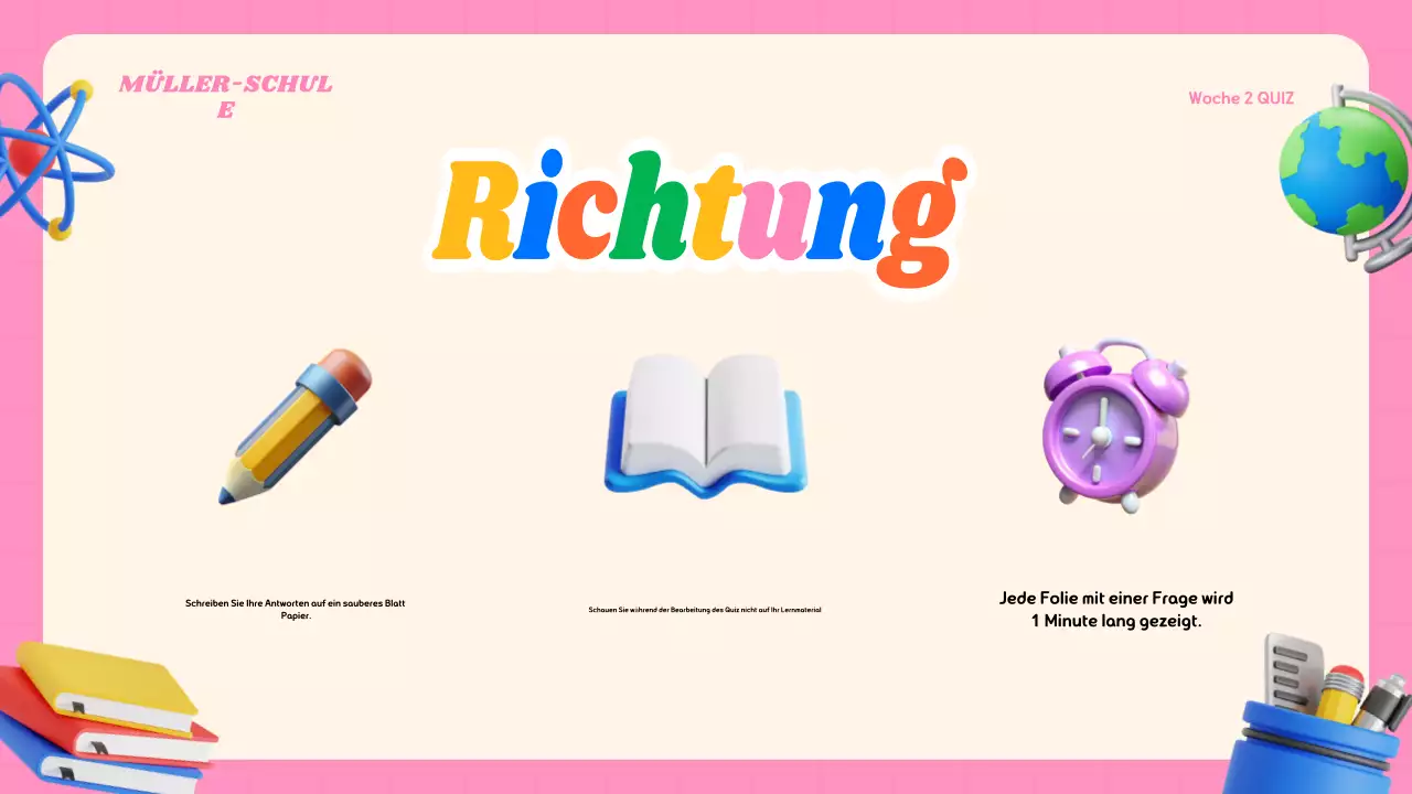 Buntes modernes Quiz-Klassenmaterial