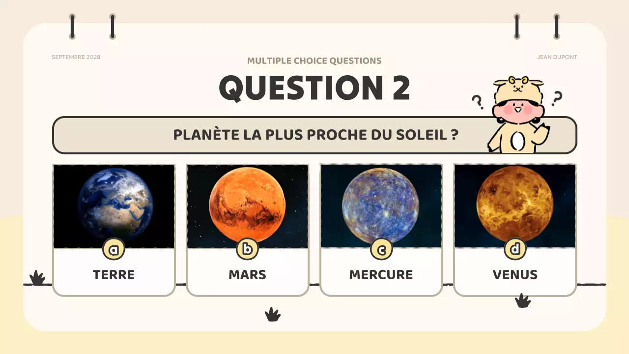 beige animation quiz material