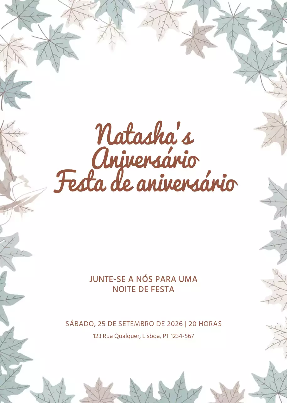 Convite de aniversário minimalista bege