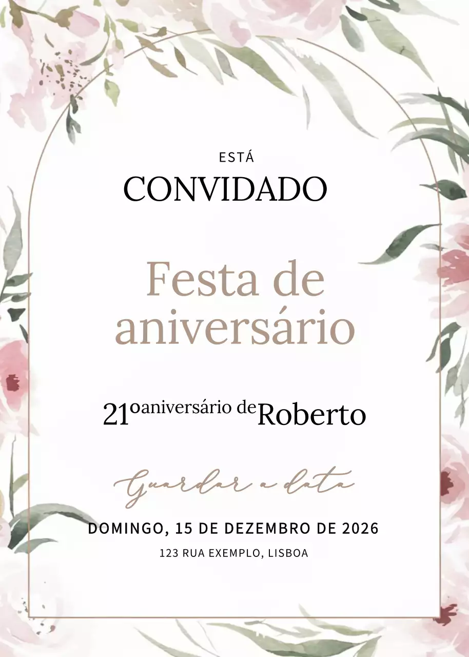 Convite de aniversário elegante cor-de-rosa