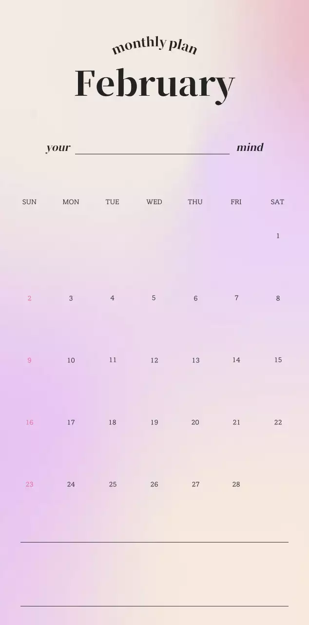 Gradient Minimalist Calendar