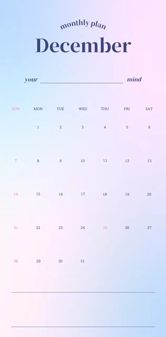 Gradient Minimalist Calendar