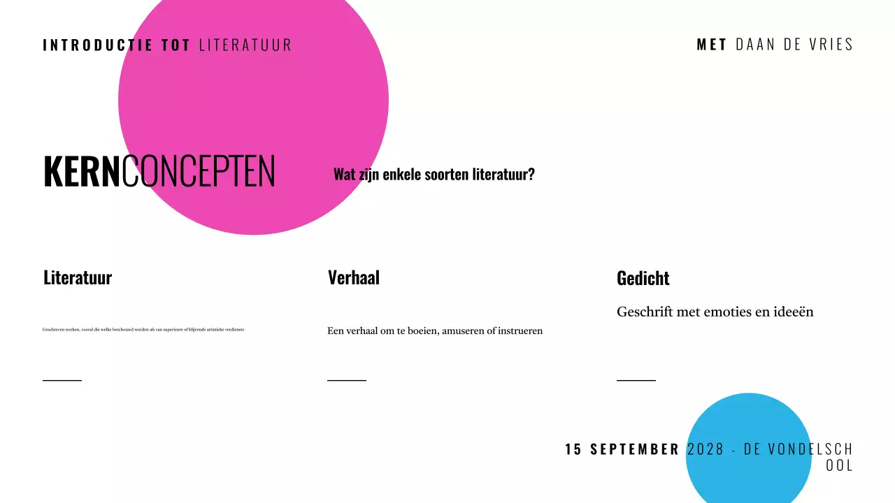 Veelkleurige moderne literatuur cursuspresentatie