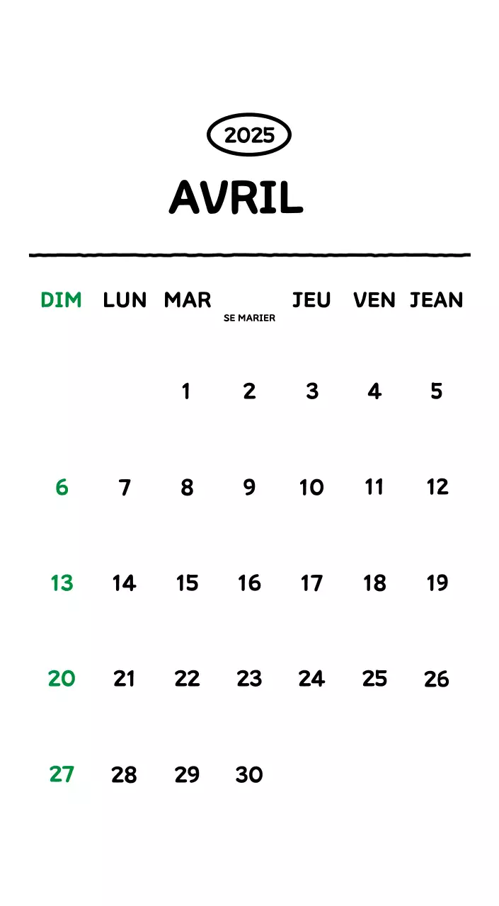 Calendrier illustré avec un joli style de lignes