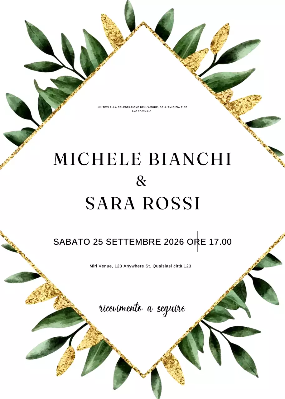 invito di nozze elegante verde