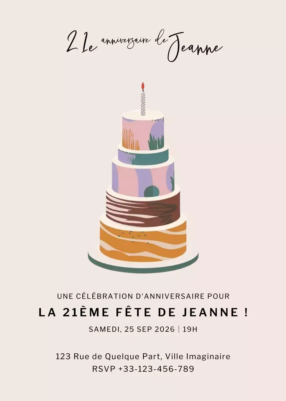 invitation d'anniversaire moderne beige