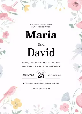 Rosa blumige Hochzeitseinladung