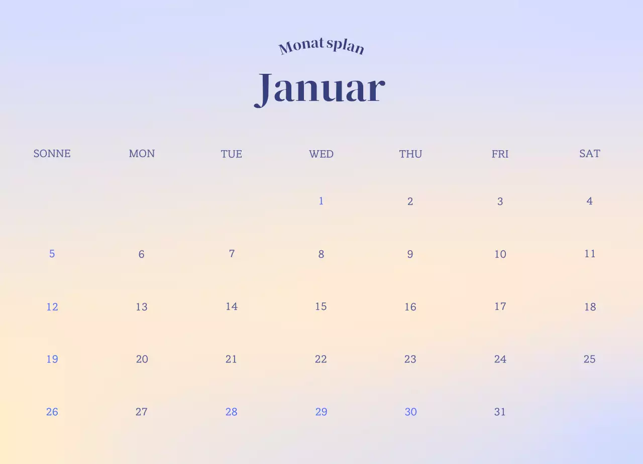 Minimalistischer Emotionskalender mit Farbverlauf