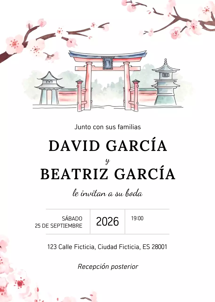 Invitación de boda tradicional rosa
