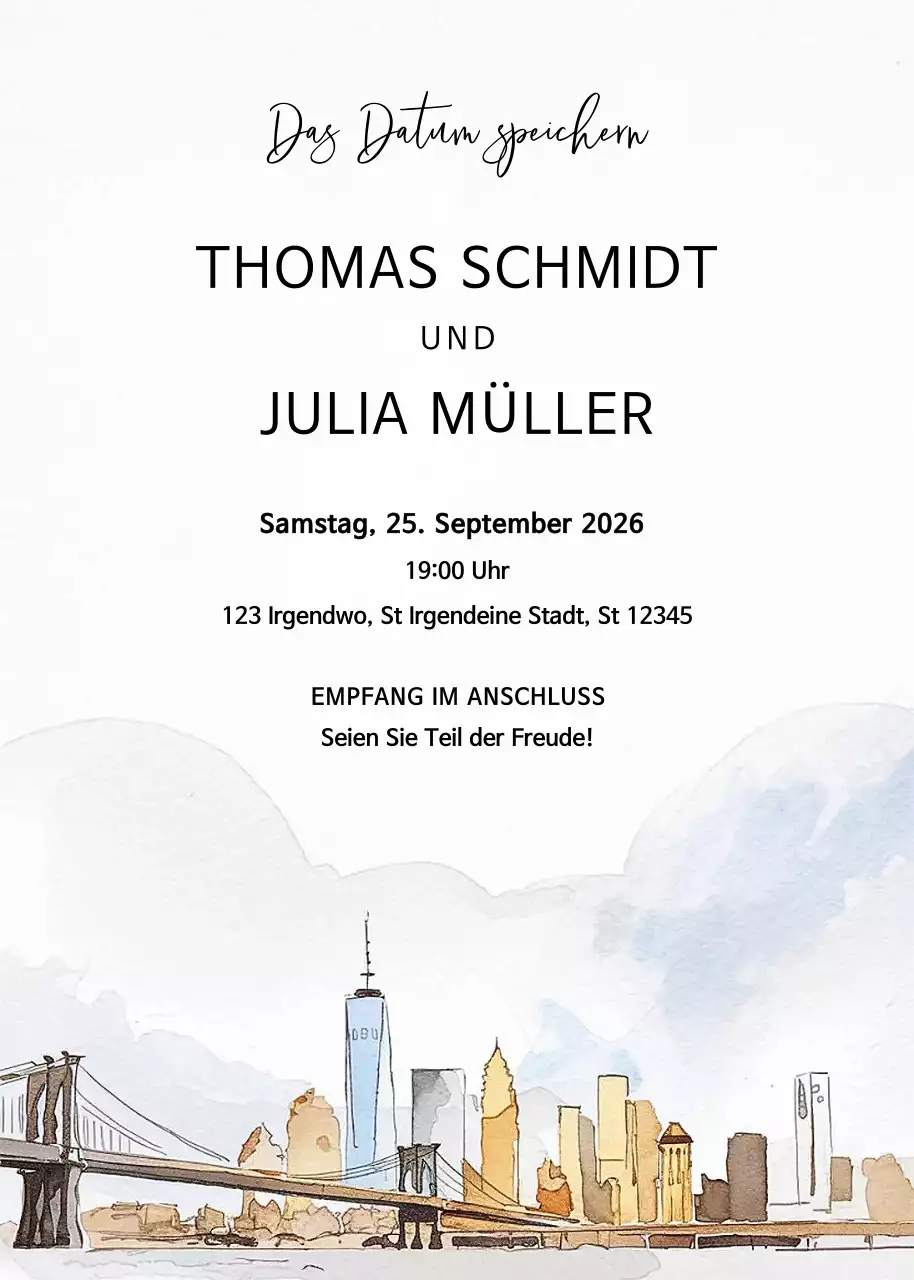 Beige Minimalistische Hochzeitseinladung