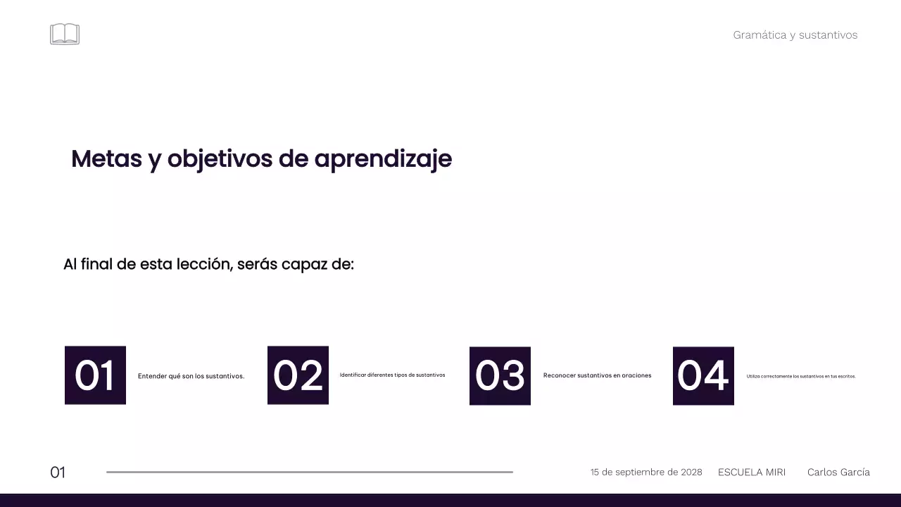 Material profesional minimalista para la clase de gramática de 1º de primaria