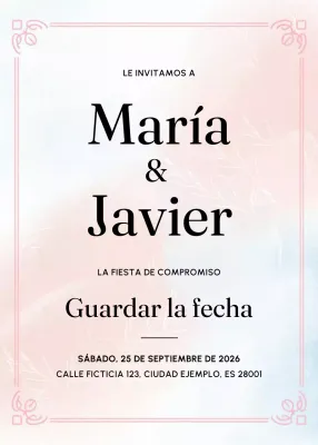 Elegante invitación de compromiso rosa