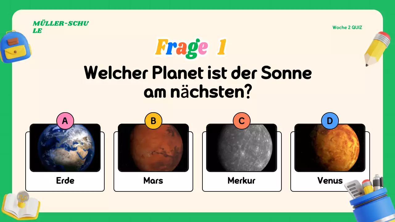 Buntes modernes Quiz-Klassenmaterial