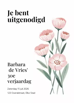 Roze gebloemde verjaardagsuitnodiging