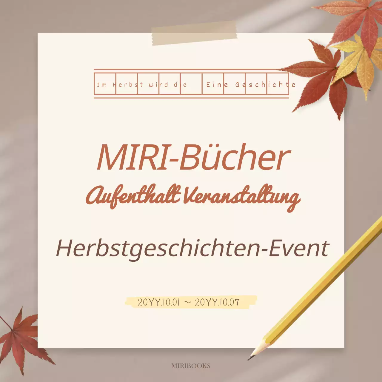 Werbung für eine herbstliche Veranstaltung in Beige