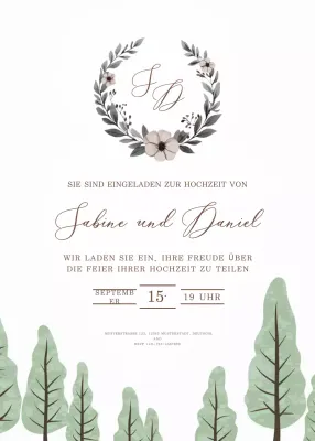 beige elegante Hochzeitseinladung