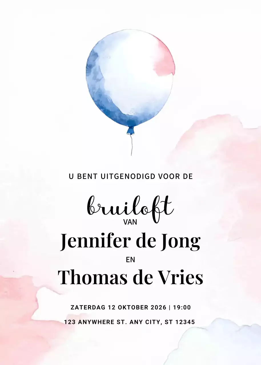 roze elegante huwelijksuitnodiging