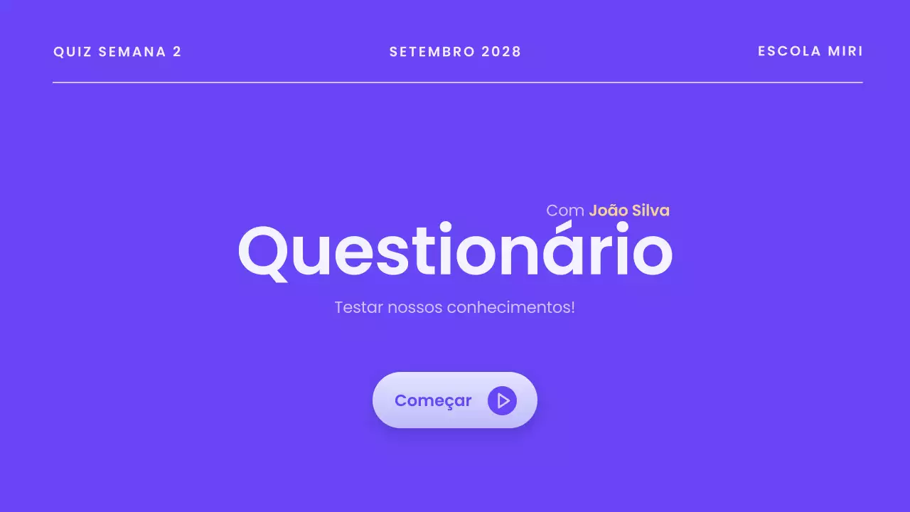 Apresentação de anúncio de quiz moderno azul
