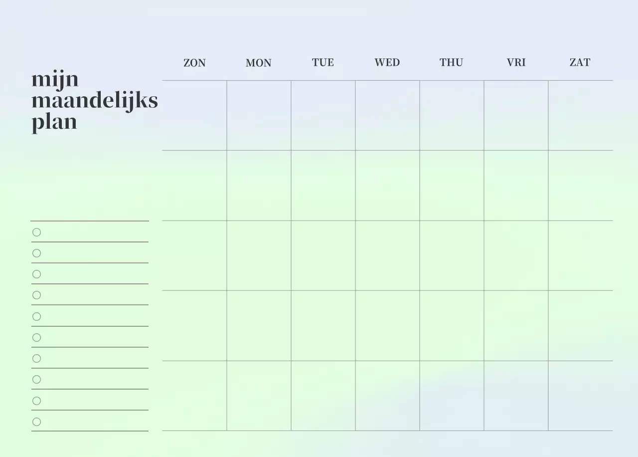 Minimalistische kalender met kleurverloop