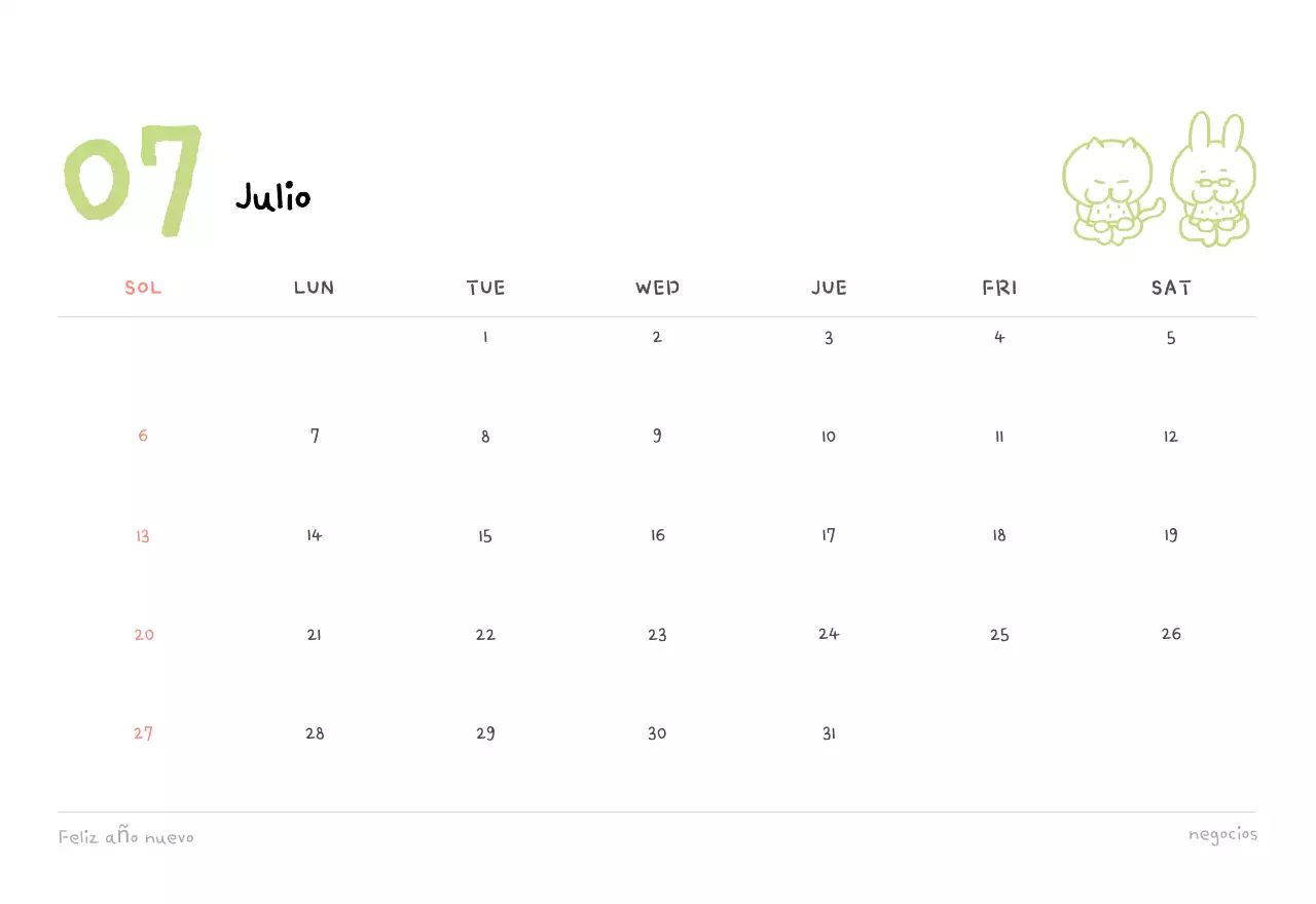 Calendario diario en marfil