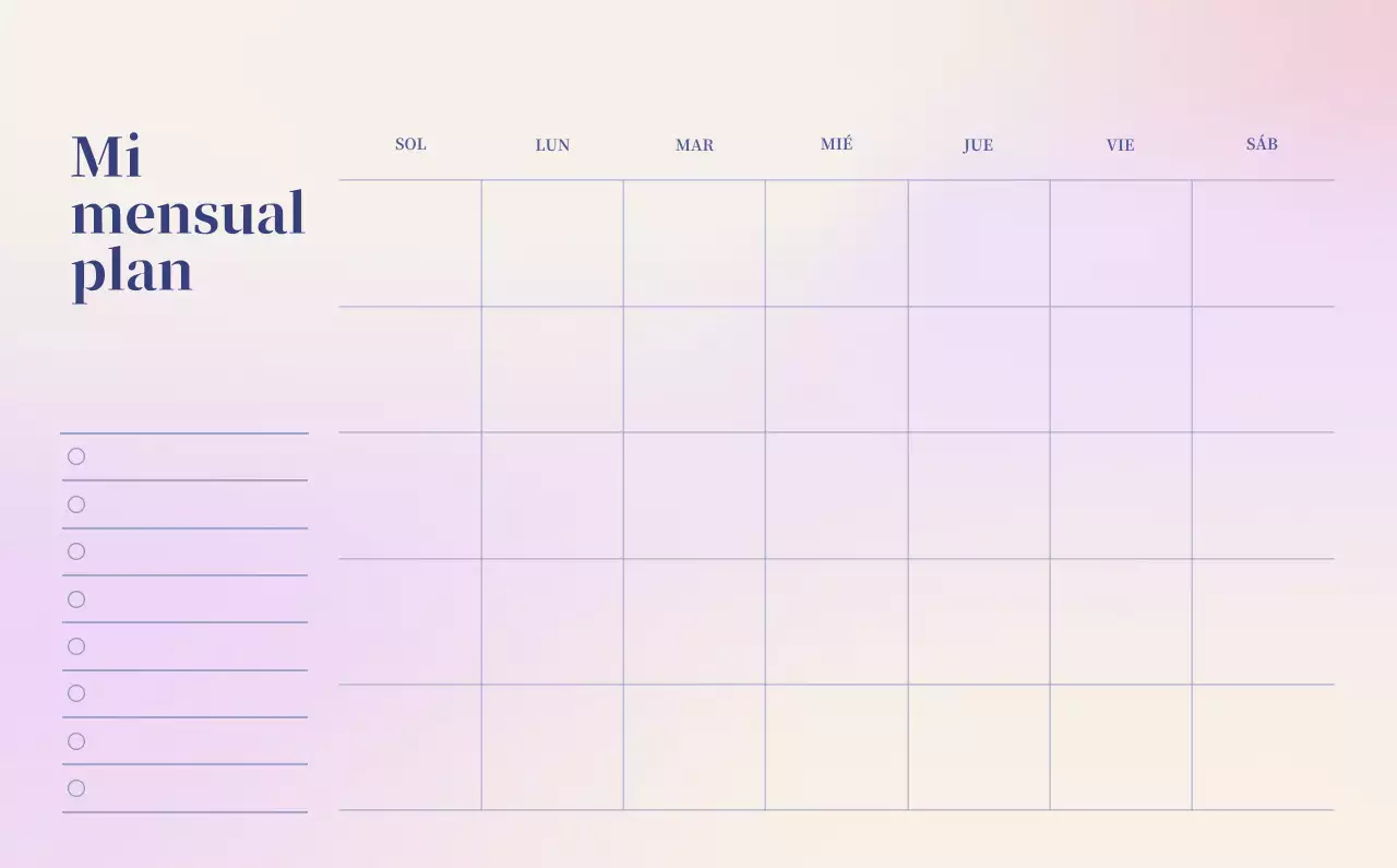 Calendario minimalista degradado