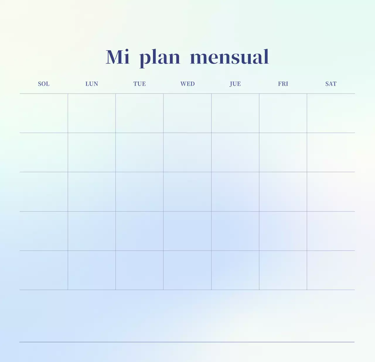Calendario minimalista degradado